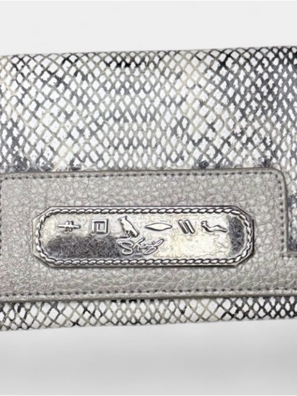 Sharif Silver Metallic Snakeskin-Effect Wallet